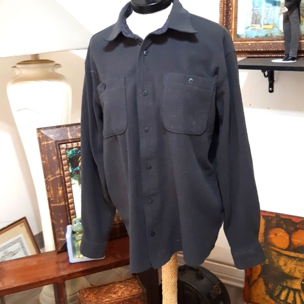 Mens top shirt sz L long sleeve button up over jacket thick winter WRANGLER